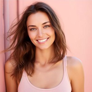 Smiling woman with white teeth